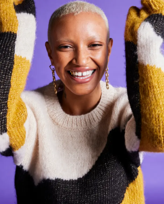 Dámsky pulóver BROADWAY zlato čierny - návod na pletenie