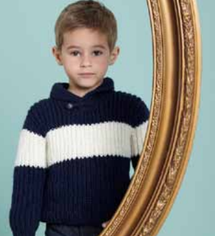 Chlapčenský pulóver so šálovým límcom z priadze SPORT+.