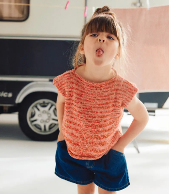 Dievčenské tričko bez rukávov z melírovanej bavlnenej priadze - Phil EXOTIQUE.
