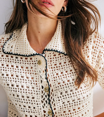 Dámska háčkovaná košeľa z letnej priadze Phil CABOTINE 3.