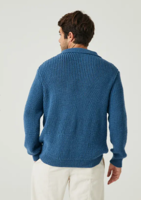 Pánsky pulóver s polo-košeľovým límcom z mäkkej priadze Phil PARTNER 3,5 , farba NAVY