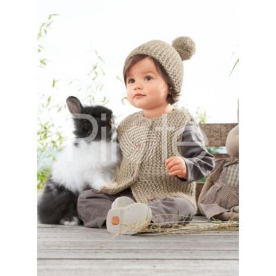 detská vesta a čiapka s bambulkou vo  Grege.