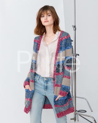 Dlhý dámsky sveter. Na model z časopisu Phildar 175 sú použité vlny Phil Light a Phil Partner 6.